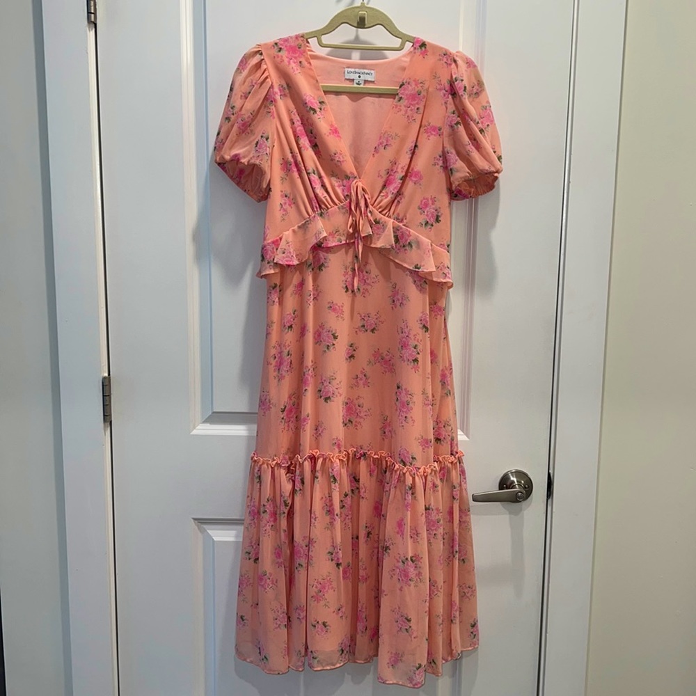 Pink Floral Midi LoveShackFancy Dress